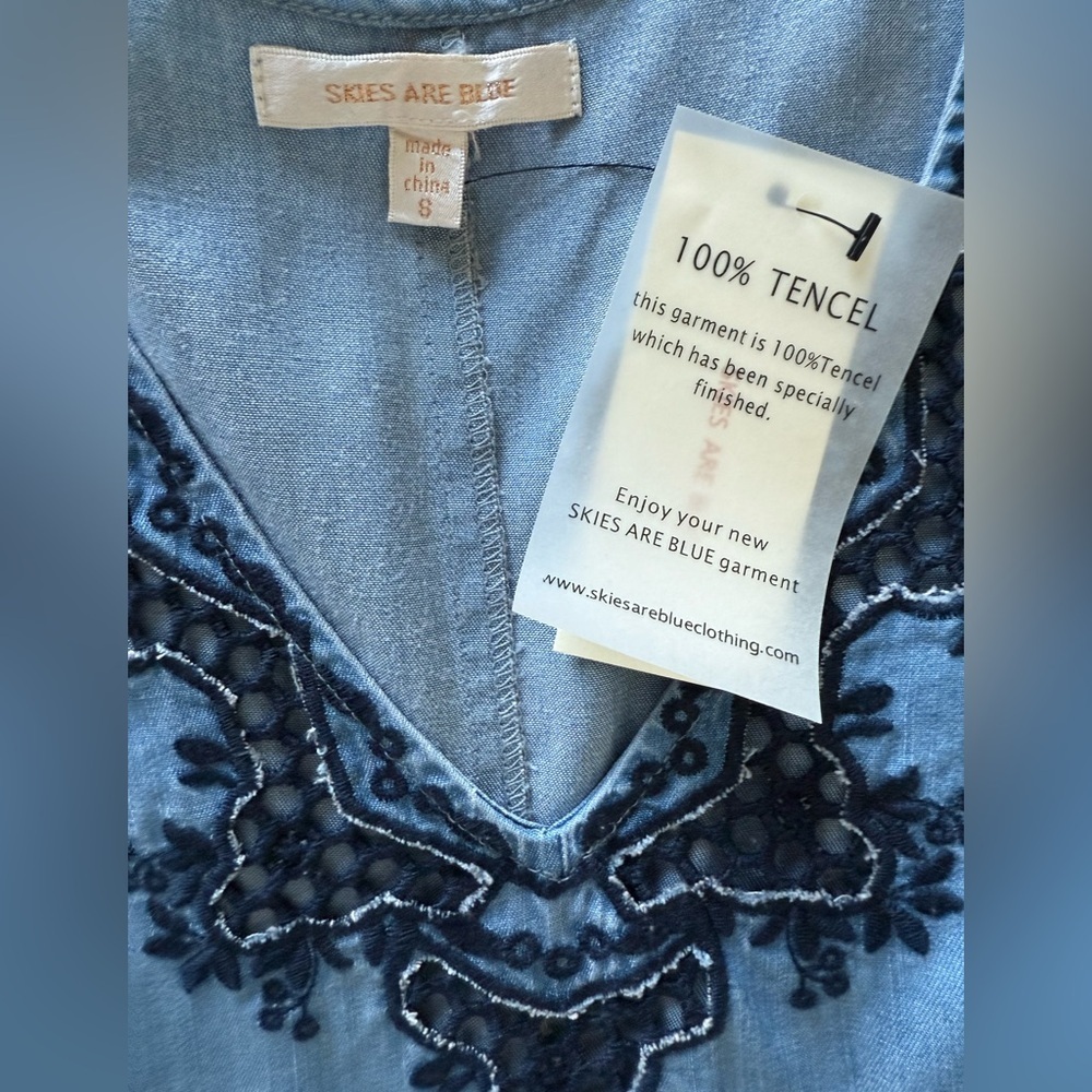 Skies Are Blue Dress with Embroidery - Picture 5 of 7